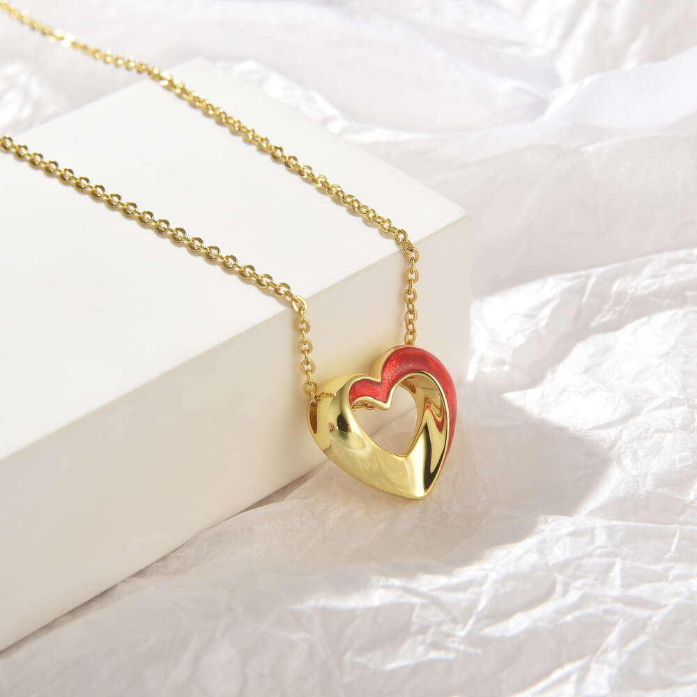 Hot Fashion Fine Jewelry 925 Sterling Silver 18K Gold Plated Custom Chain Heart Necklaces For Women