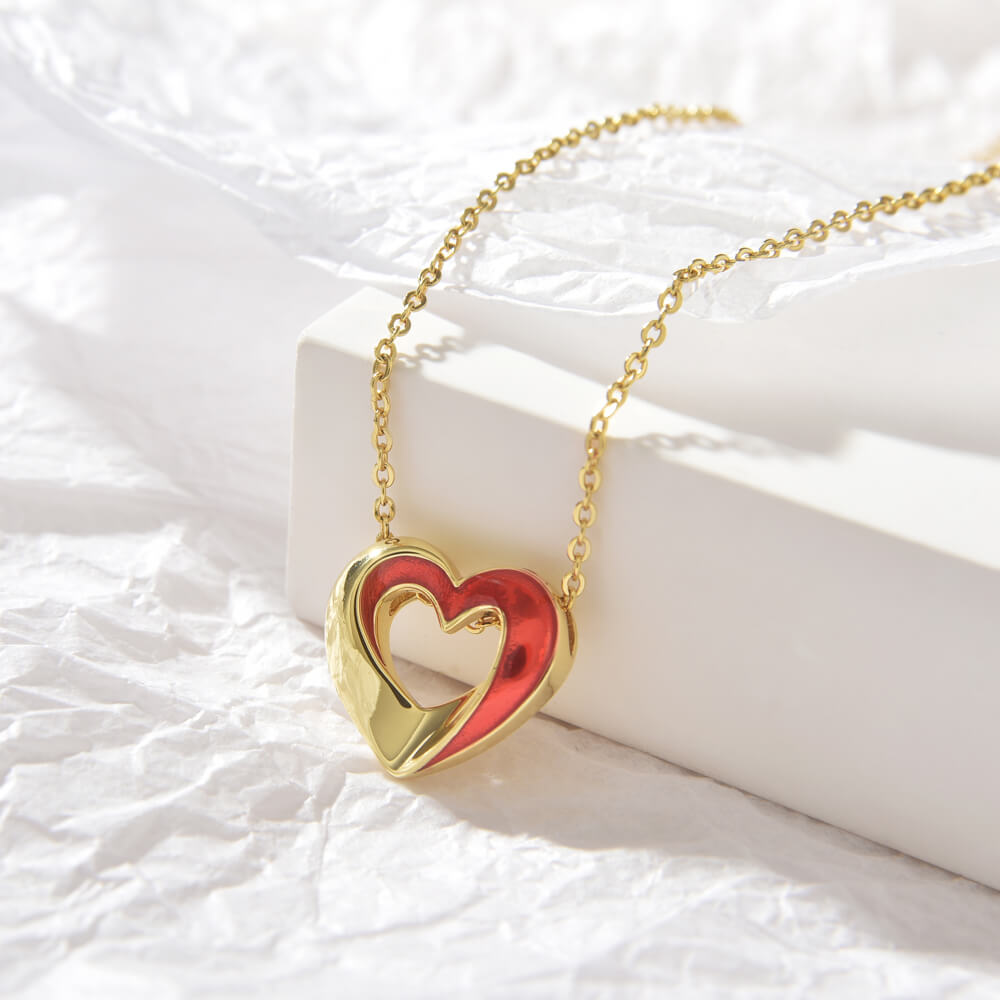 Hot Fashion Fine Jewelry 925 Sterling Silver 18K Gold Plated Custom Chain Heart Necklaces For Women