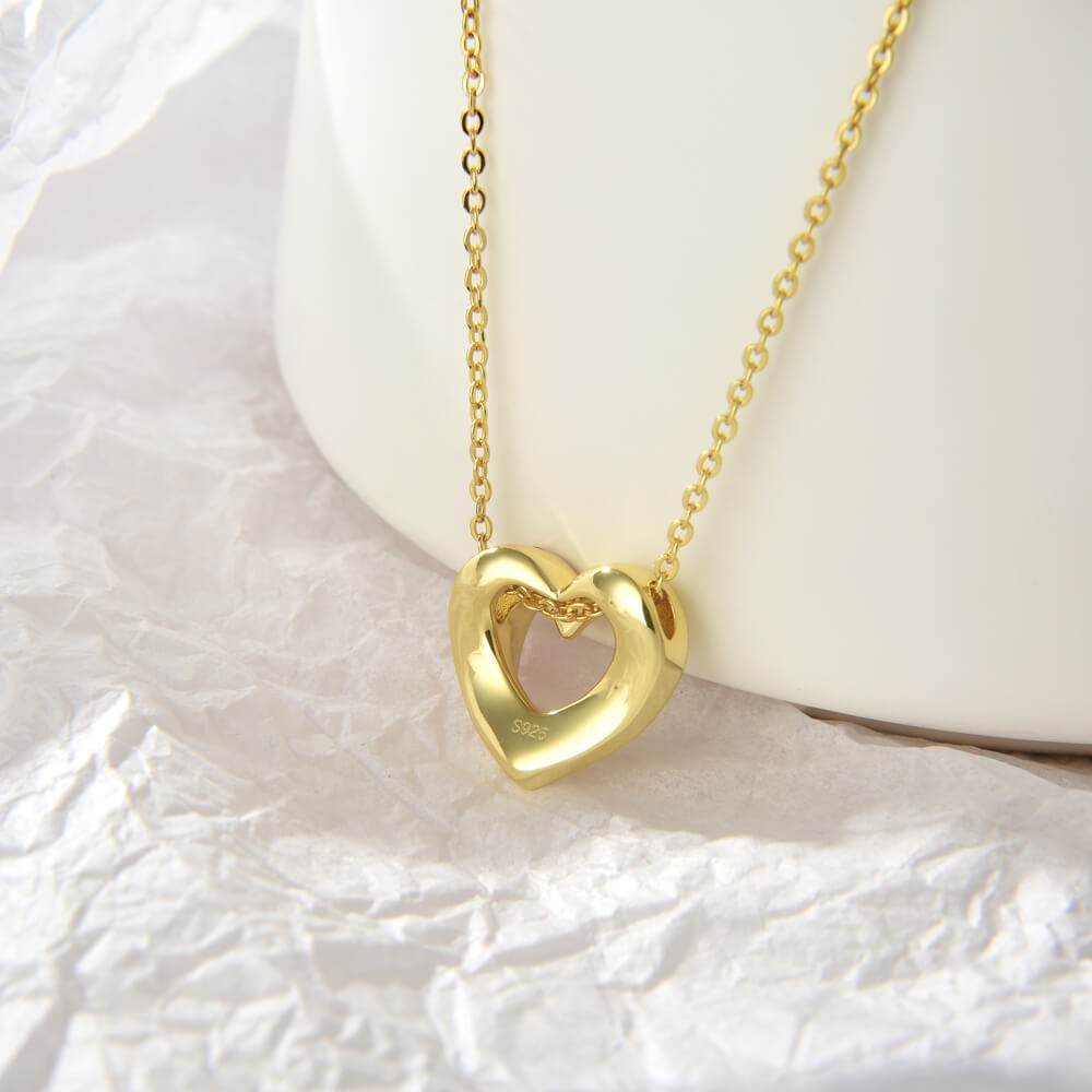 Hot Fashion Fine Jewelry 925 Sterling Silver 18K Gold Plated Custom Chain Heart Necklaces For Women