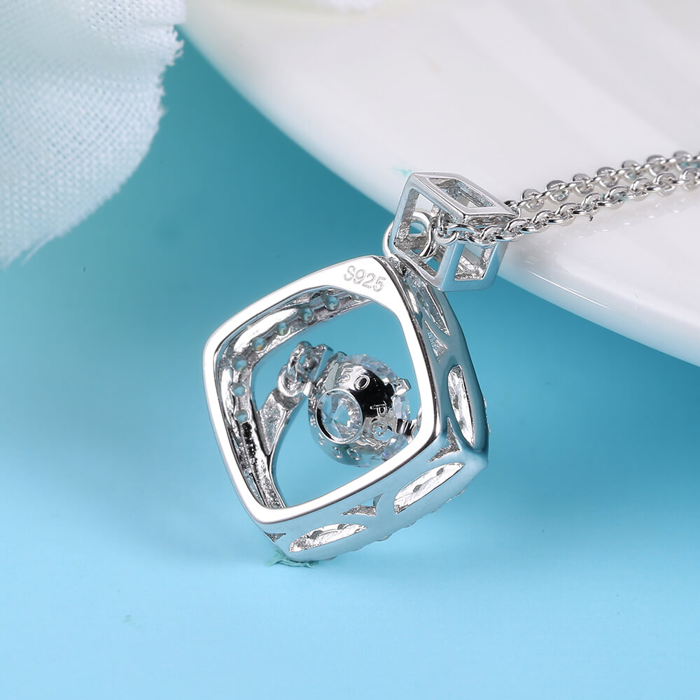 Fashion Jewelry Necklace 925 Sterling Silver Sparkling Dancing flower Shaped Pendant Necklace