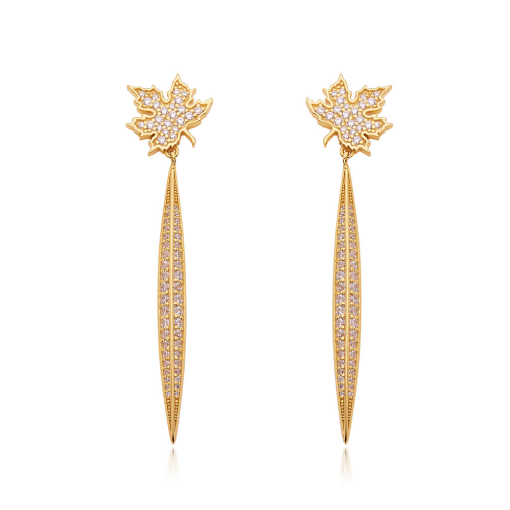 OEM Special Fashion Custom Earring Maple Leaf Shape 18K Gold Earrings Jewelry