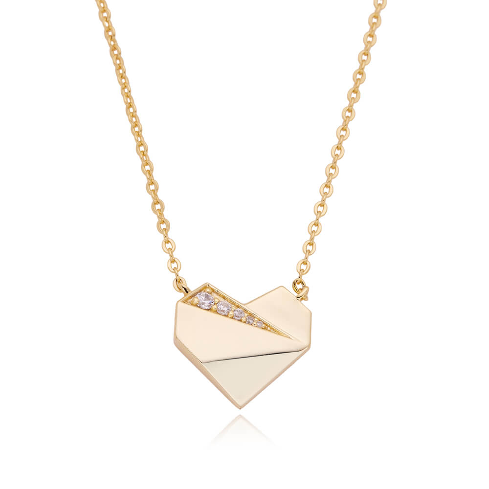 Hot Fashion heart-shaped zircon necklace pendant necklace 925 Sterling Silver Jewelry 18k Gold Plated