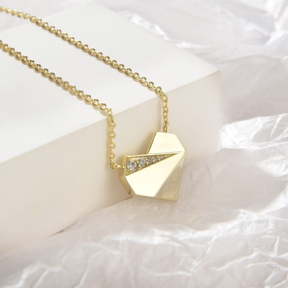 Hot Fashion heart-shaped zircon necklace pendant necklace 925 Sterling Silver Jewelry 18k Gold Plated