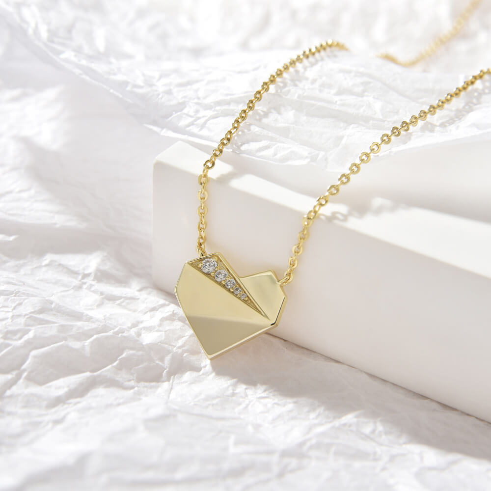 Hot Fashion heart-shaped zircon necklace pendant necklace 925 Sterling Silver Jewelry 18k Gold Plated