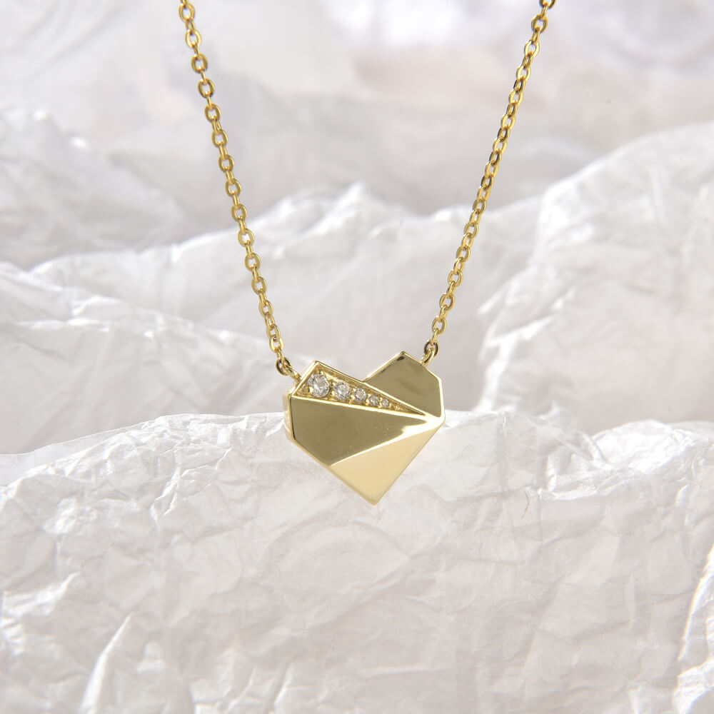 Hot Fashion heart-shaped zircon necklace pendant necklace 925 Sterling Silver Jewelry 18k Gold Plated