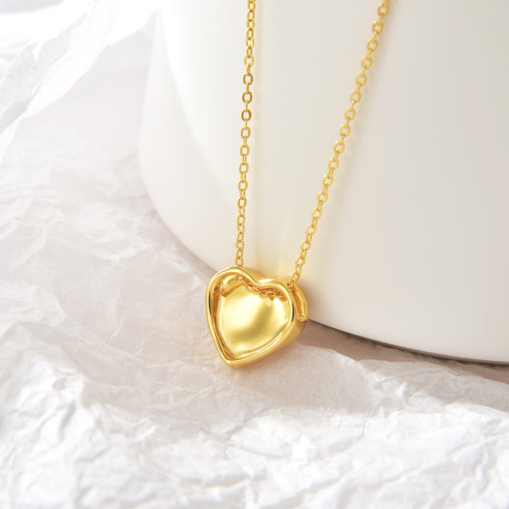 18k Gold Sterling SilverChain Heart Shape Necklace Jewelry Manufacturer Fine Price Rose Gold Necklace