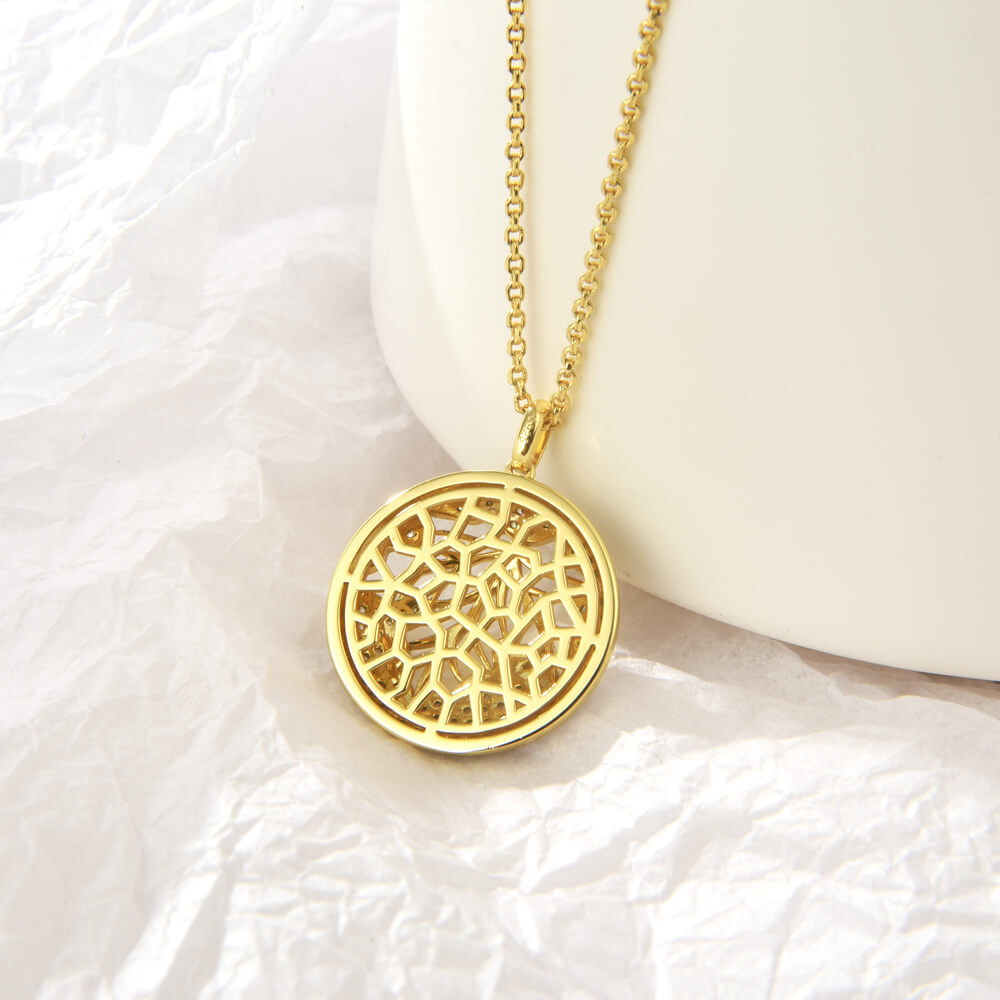 Trendy pretty 18k gold plated maple leaf shiny zircon silver 925 necklace pendant